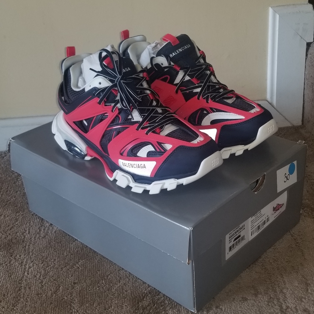 Balenciaga Track LED Red/Dark Grey/White Sneakers Size 45 EU 0400014389253 NEW